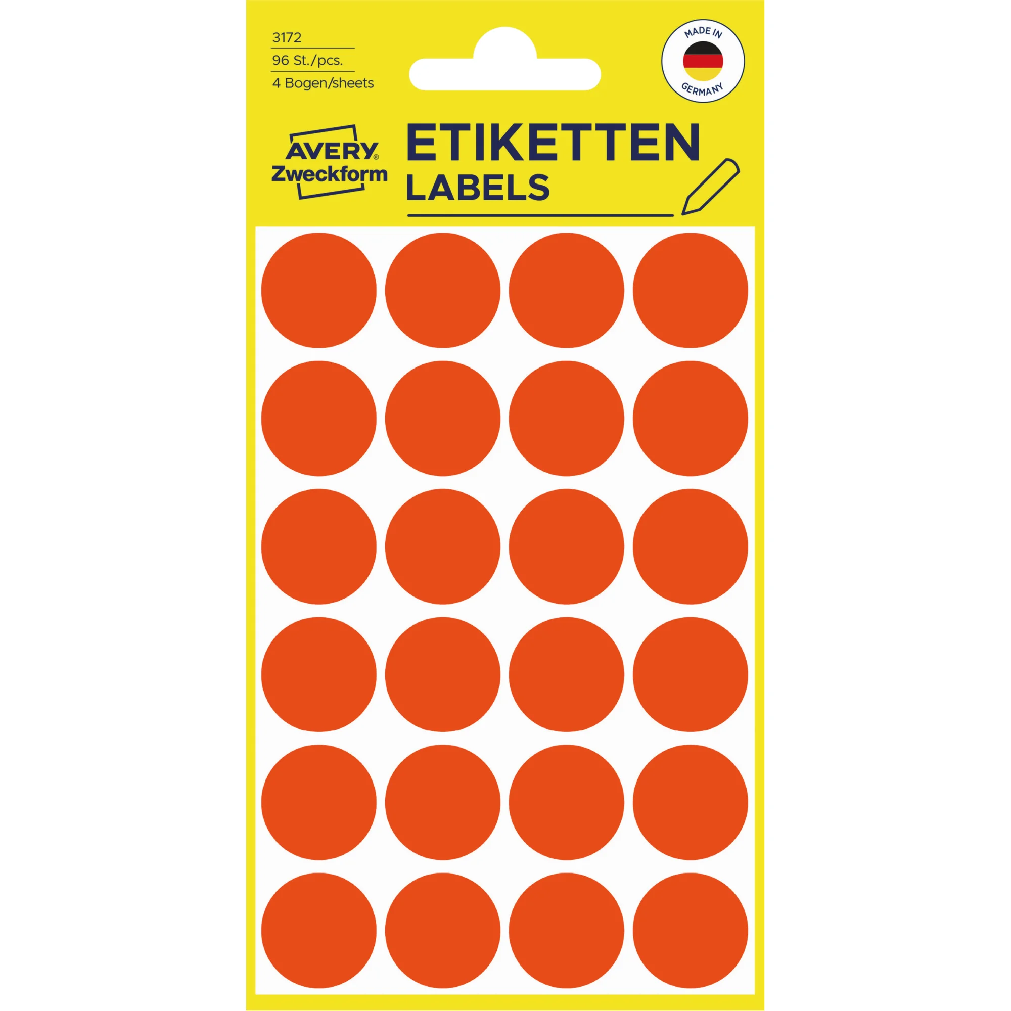 AVERY Zweckform Markierungspunkte, Durchmesser 18 mm,, leuchtrot (EAN: 4004182031728)