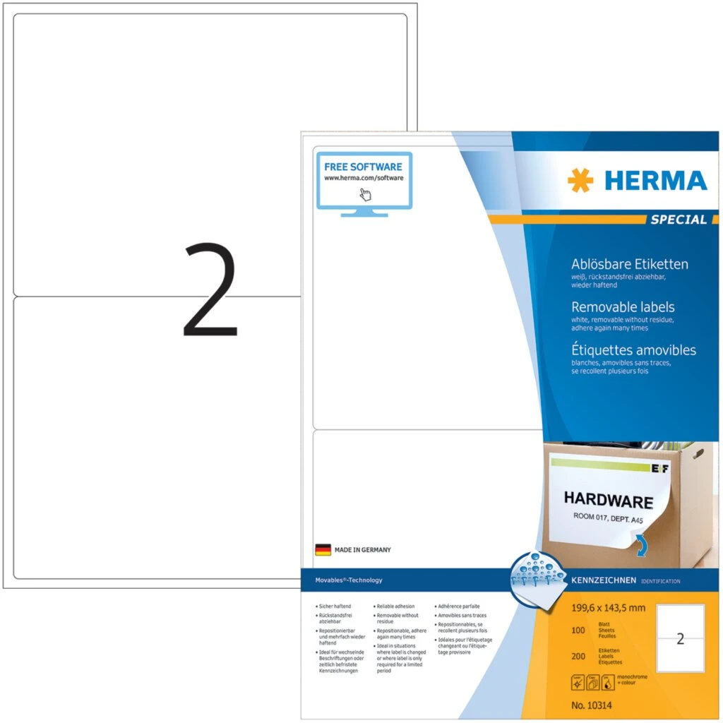HERMA Universal-Etiketten SPECIAL, 199,6 x 143,5 mm, weiß (EAN: 4008705103145)