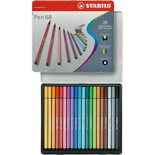 STABILO Fasermaler Pen 68, 20er Metalletui (EAN: 4006381327206)