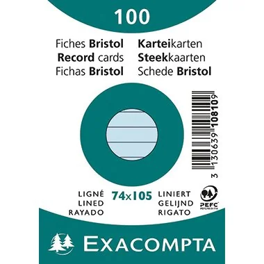 EXACOMPTA Karteikarten, DIN A7, liniert, azurblau (EAN: 3130639108109)