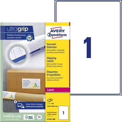 AVERY Etiquette d'expédition, 199,6 x 289,1 mm, blanc (EAN: 3266550260012)