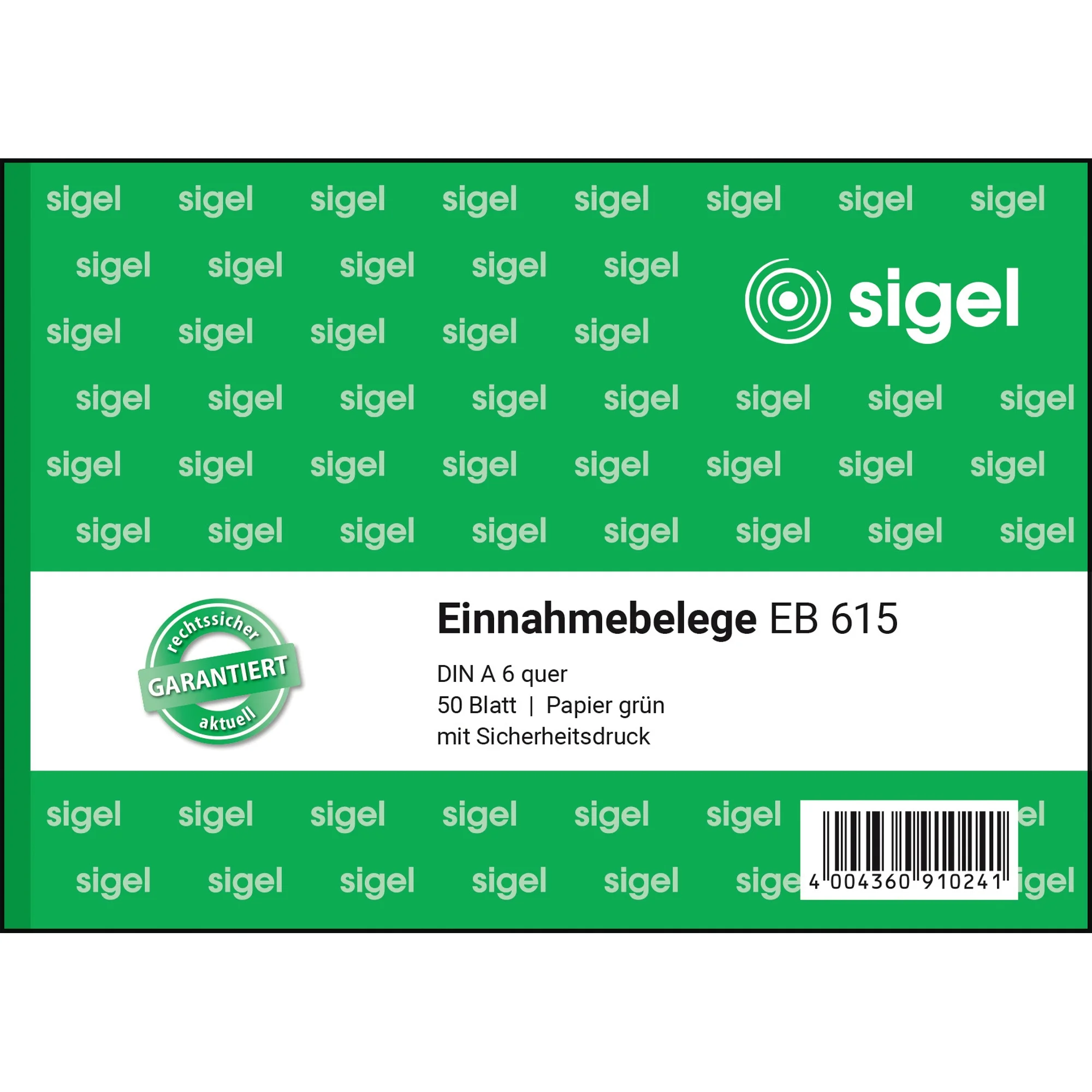 sigel Formularbuch "Einnahmebeleg", A6 quer, 50 Blatt (EAN: 4004360910241)