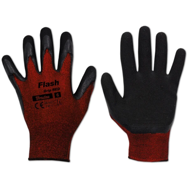 Bradas Arbeitshandschuh Flash Grip RED, schwarz/rot, XL (EAN: 5907544423065)
