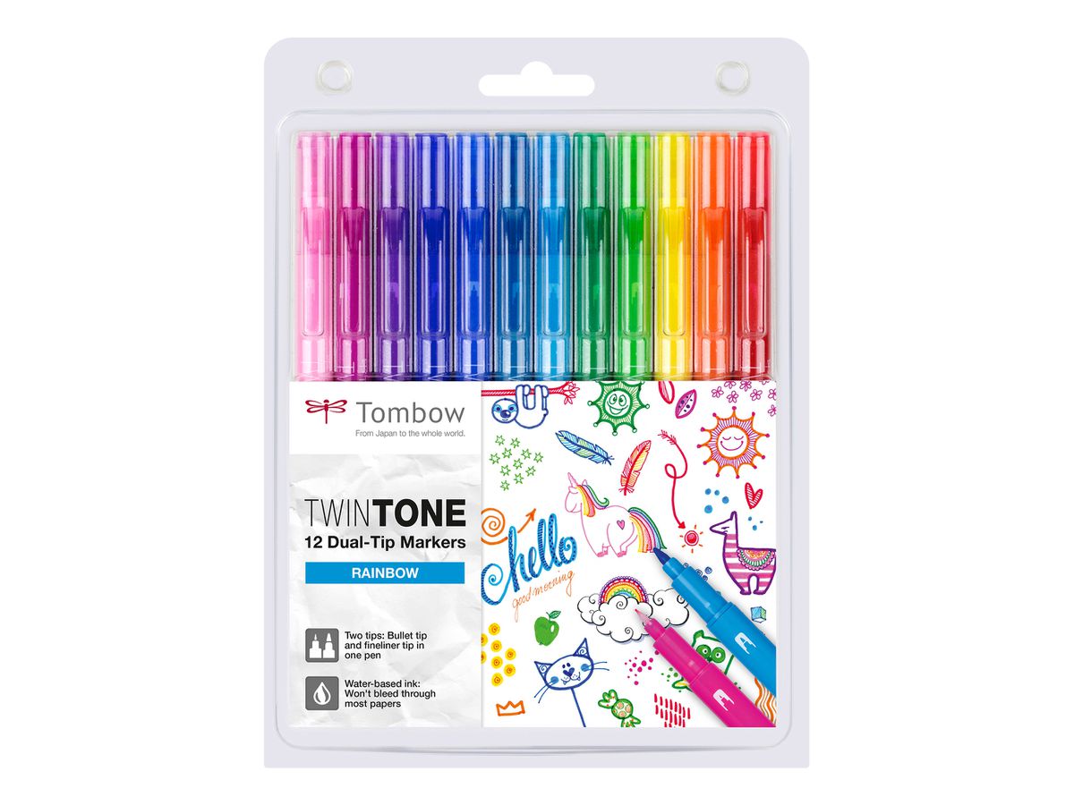 Tombow Doppelfasermaler "TwinTone" Rainbow Colours, 12er Set (EAN: 4003198142664)