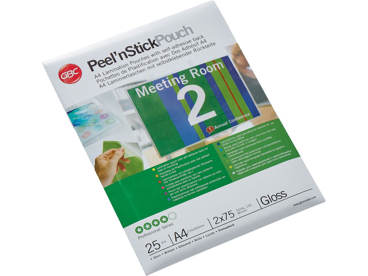 GBC Laminierfolientasche Peel'nStickPouch, DIN A4, 150 mic (EAN: 0033816055360)