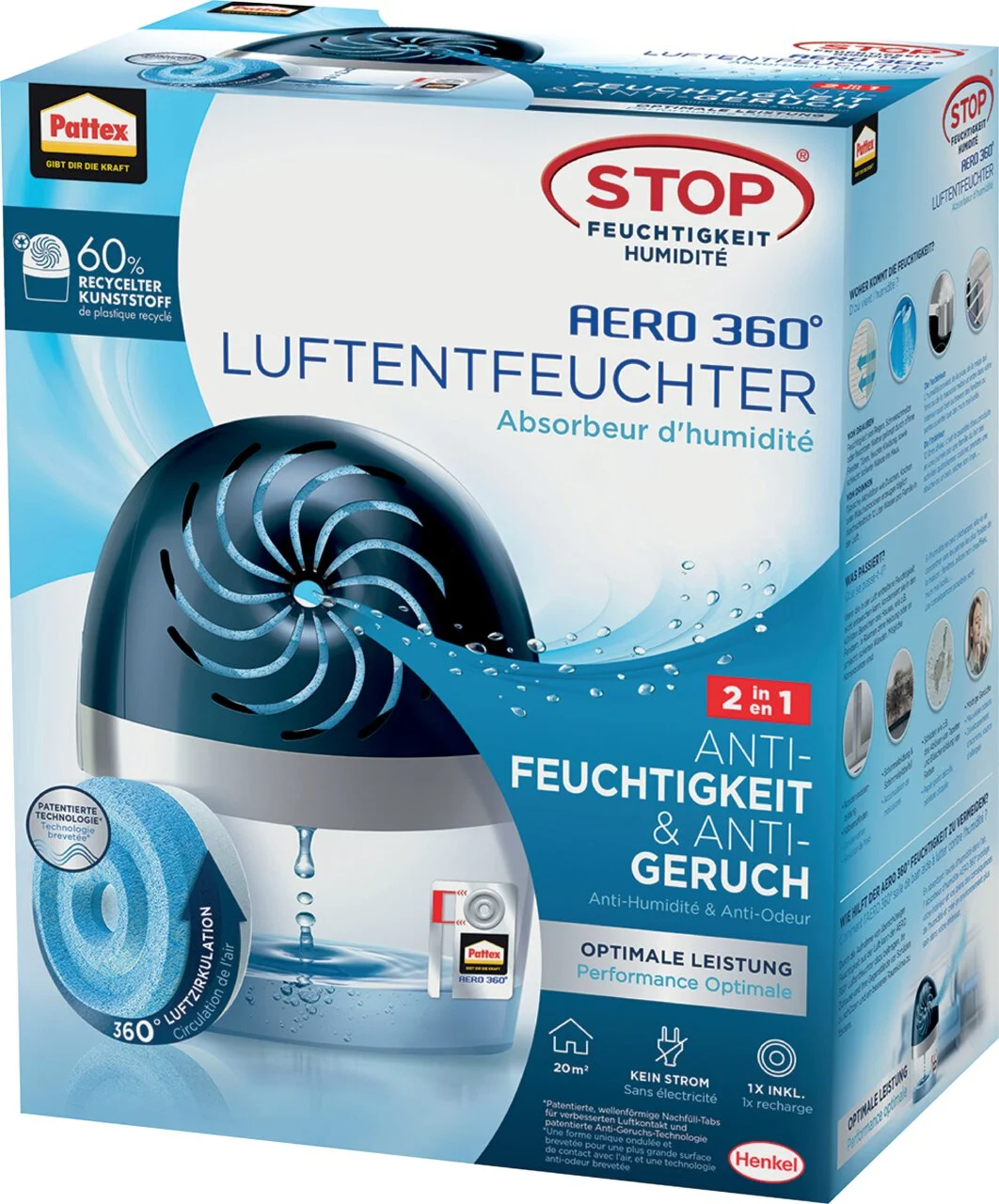 Pattex Luftentfeuchter AERO 360 Grad, für Räume bis 50 cbm (EAN: 4057278000832)