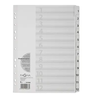 PAGNA Karton-Register Zahlen 1 - 12, DIN A4, 12-teilig (EAN: 4013951004689)