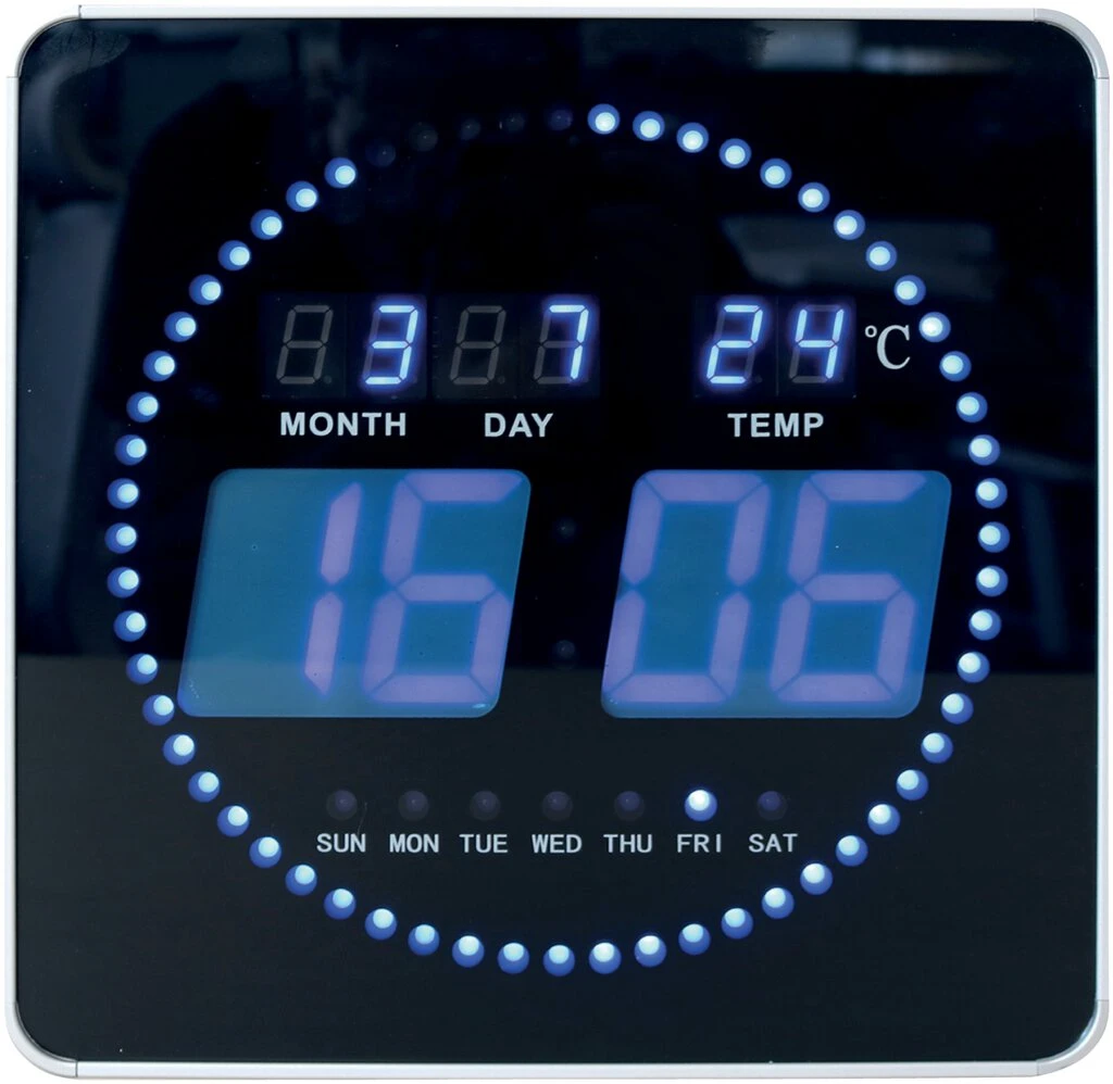 UNiLUX LED-Wanduhr FLO LED, mit Datum/Temperatur, schwarz (EAN: 3595560029648)