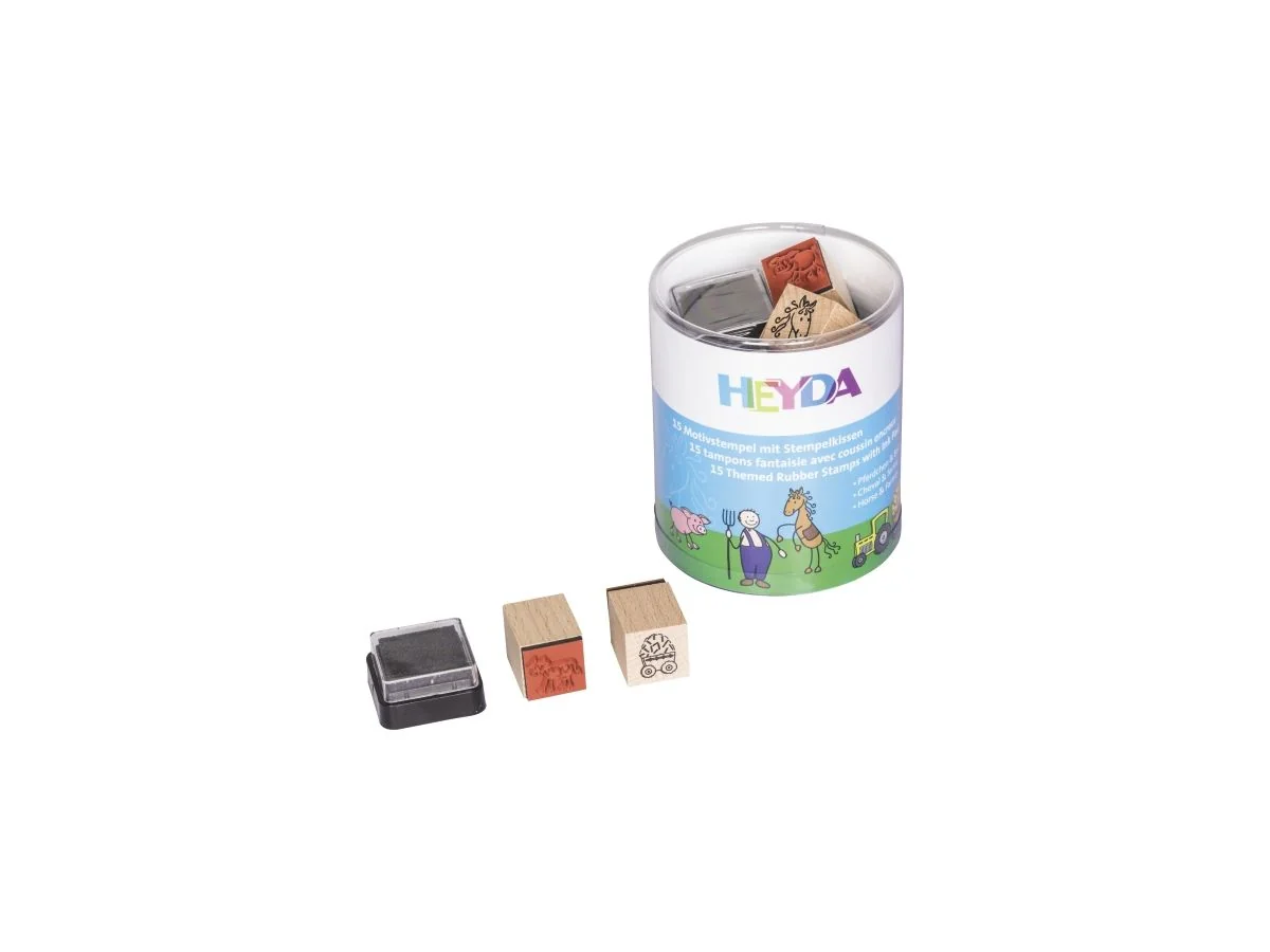 HEYDA Motivstempel-Set "Pferdchen & Bauernhof", Runddose, schwarz (EAN: 4005329079405)