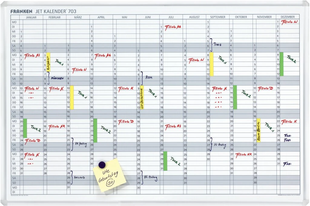 FRANKEN Planungstafel JetKalender, Jahreskalender, 12 Monate (EAN: 4016946055222)