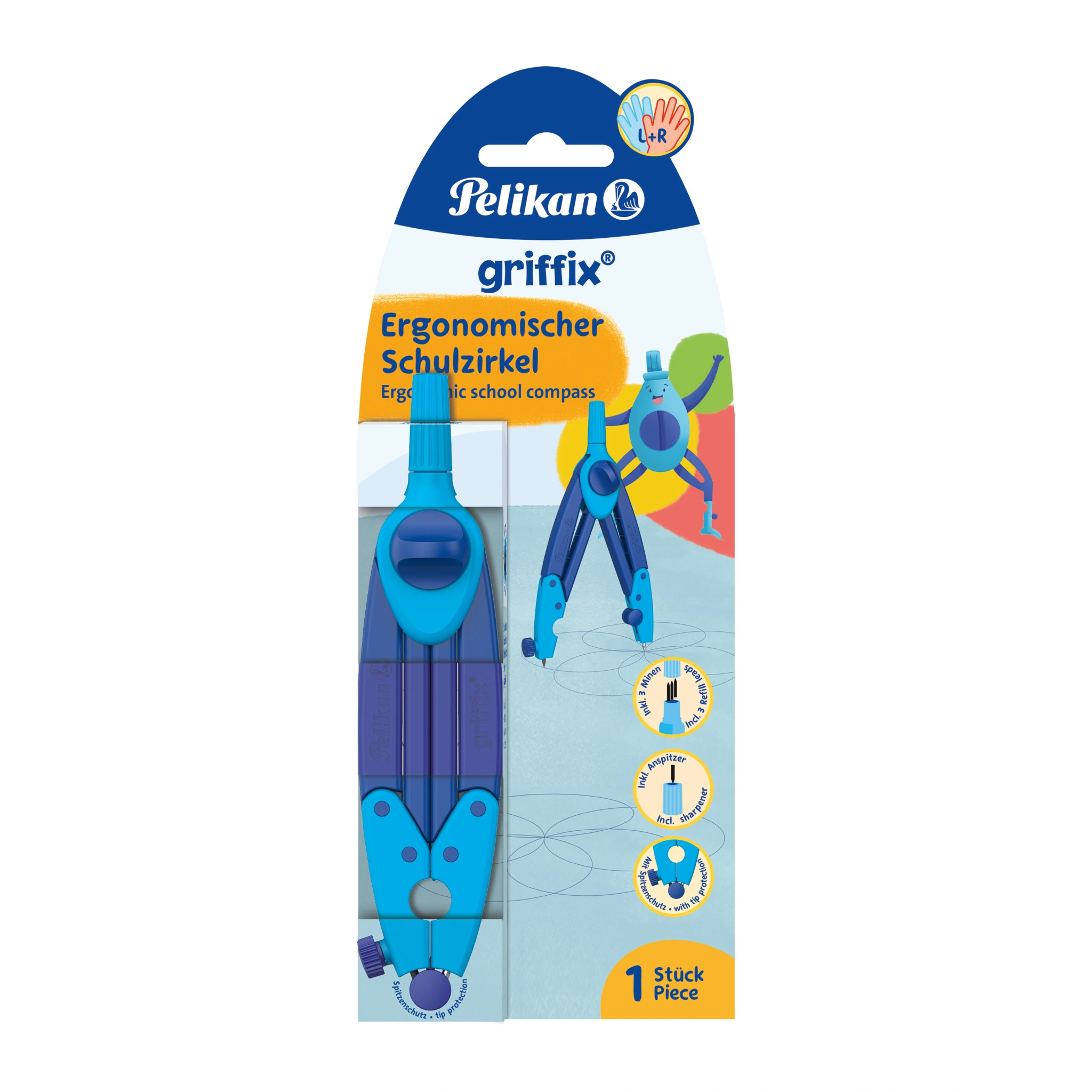 Pelikan griffix Schulzirkel Blau, Hängefaltschachtel (EAN: 4012700700810)