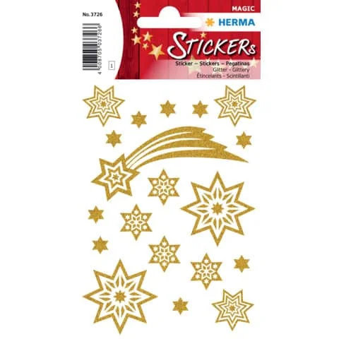 HERMA Weihnachts-Sticker MAGIC "Sterne & Schweif", glittery, gold (EAN: 4008705037266)