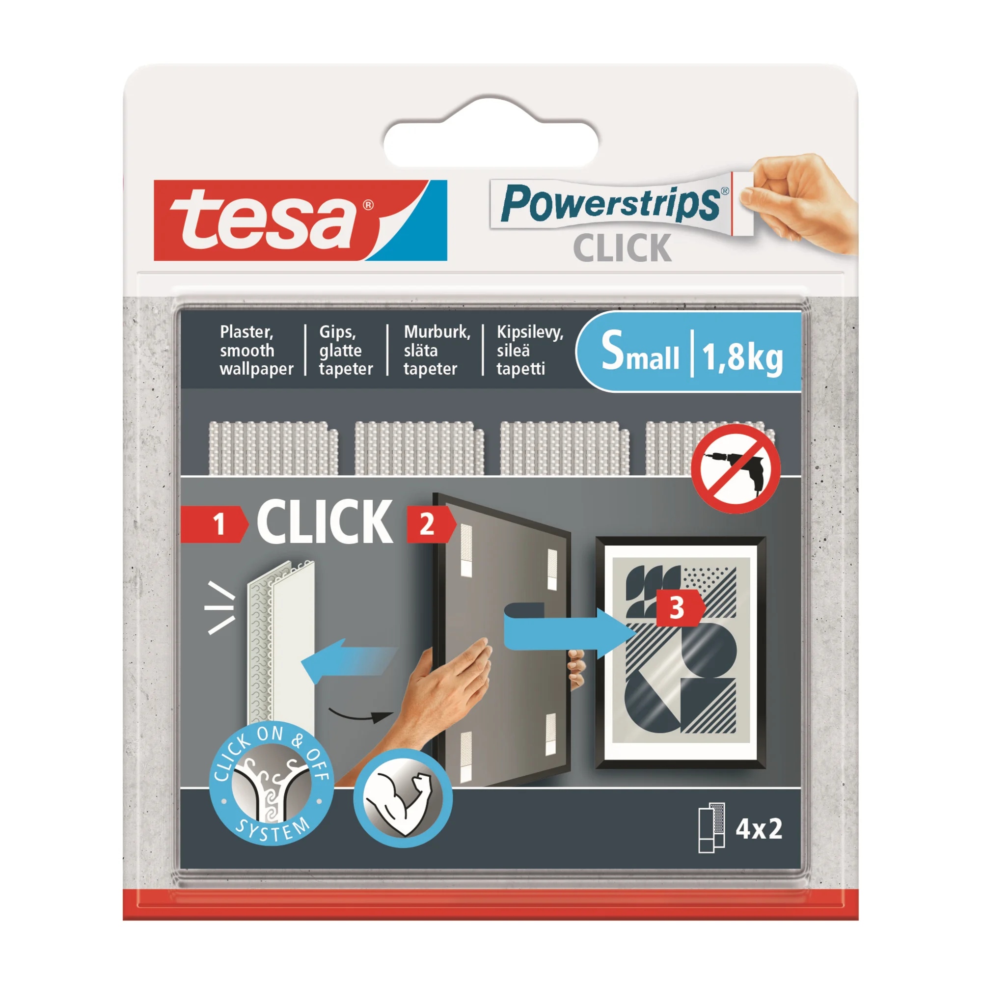 tesa Powerstrips CLICK Klettstreifen SMALL, weiß (EAN: 4063565398520)