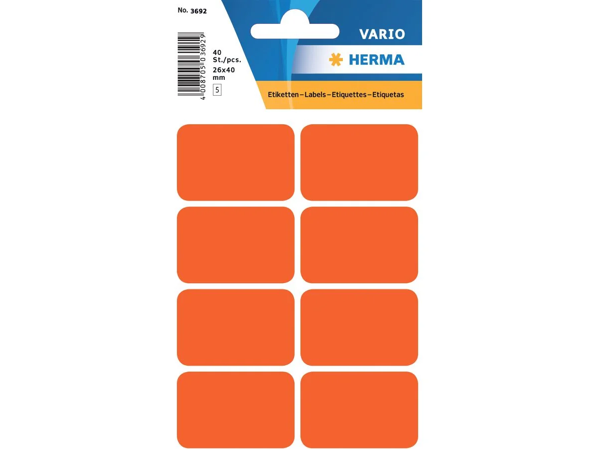 HERMA Vielzweck-Etiketten, 26 x 40 mm, rot, Kleinpackung (EAN: 4008705036924)