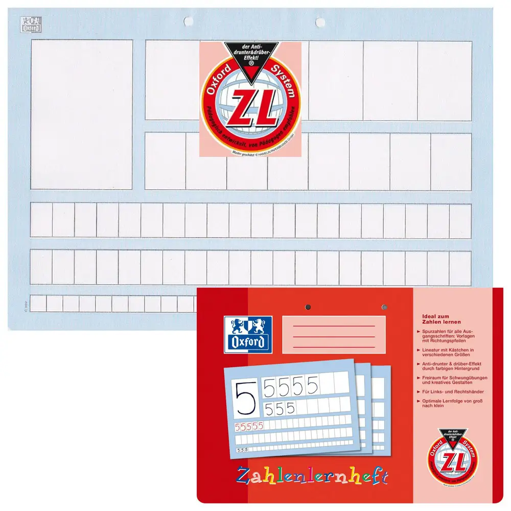 Oxford Zahlenlernheft, DIN A4 quer, Lineatur: ZL (EAN: 4006144923027)